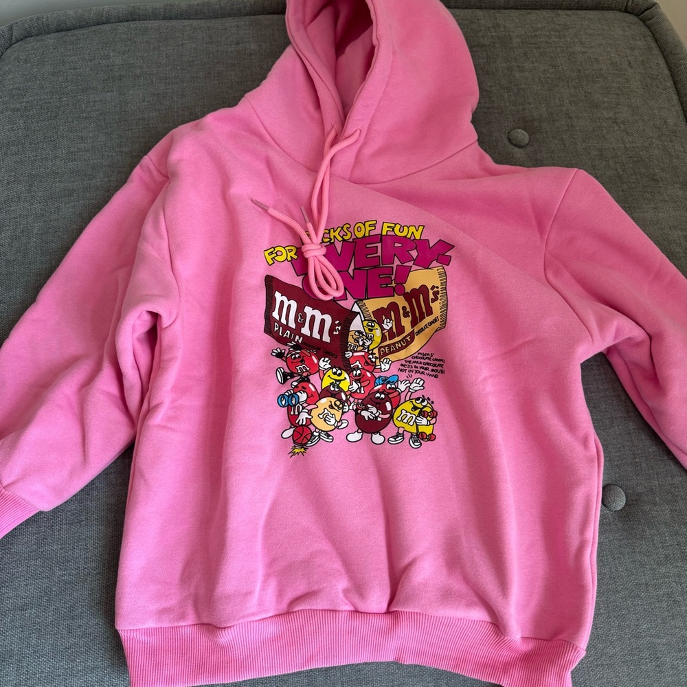 NWT Kids MM print pink fleece hoodie 6-7Y size130
